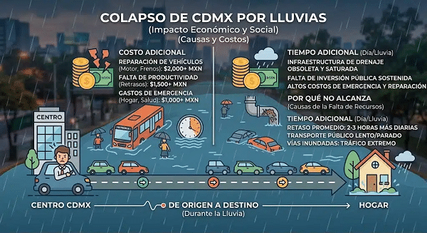 Llueve en la CDMX y el agua vuelve a las mismas calles: qué se ha hecho, cuánto costó y por qué no alcanza En 2026 ya llovió más de lo normal en la capital.